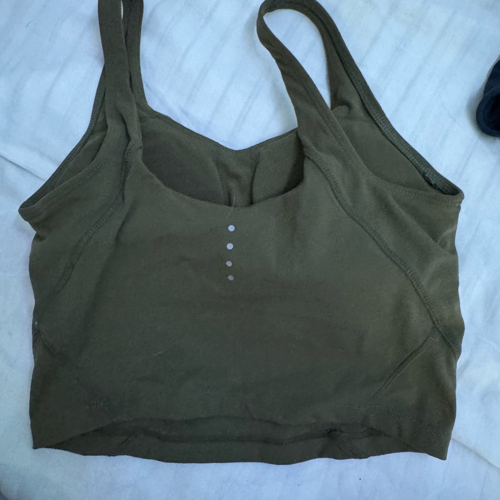 Green Sports Bra with Wide Straps and Scoop Neckline